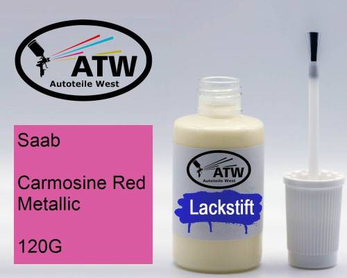 Saab, Carmosine Red Metallic, 120G: 20ml Lackstift, von ATW Autoteile West.